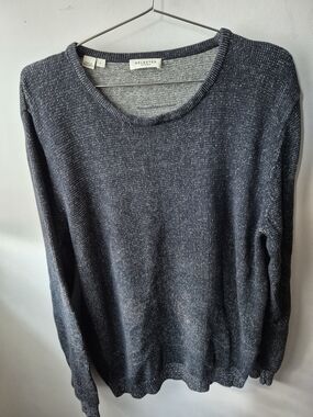 Selected Homme Men's Dark Heather Grey Cotton Crewneck Sweater